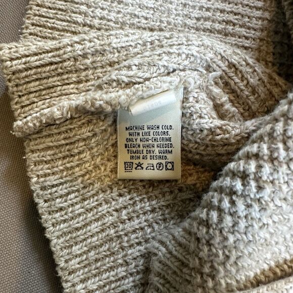 VTG 90s Eddie Bauer Cardigan Sweater Vest Men’s XL Beige Waffle Knit Cotton USA - Picture 3 of 4